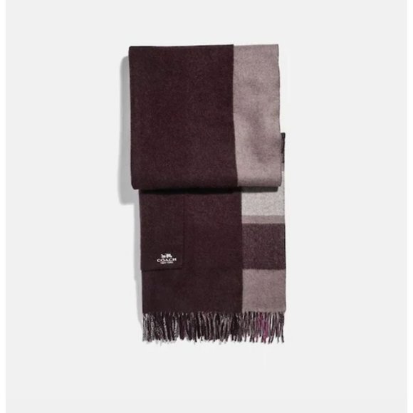 NWOT COACH Oversized Reversible Plaid Cashmere Muffler 18769 Oxblood